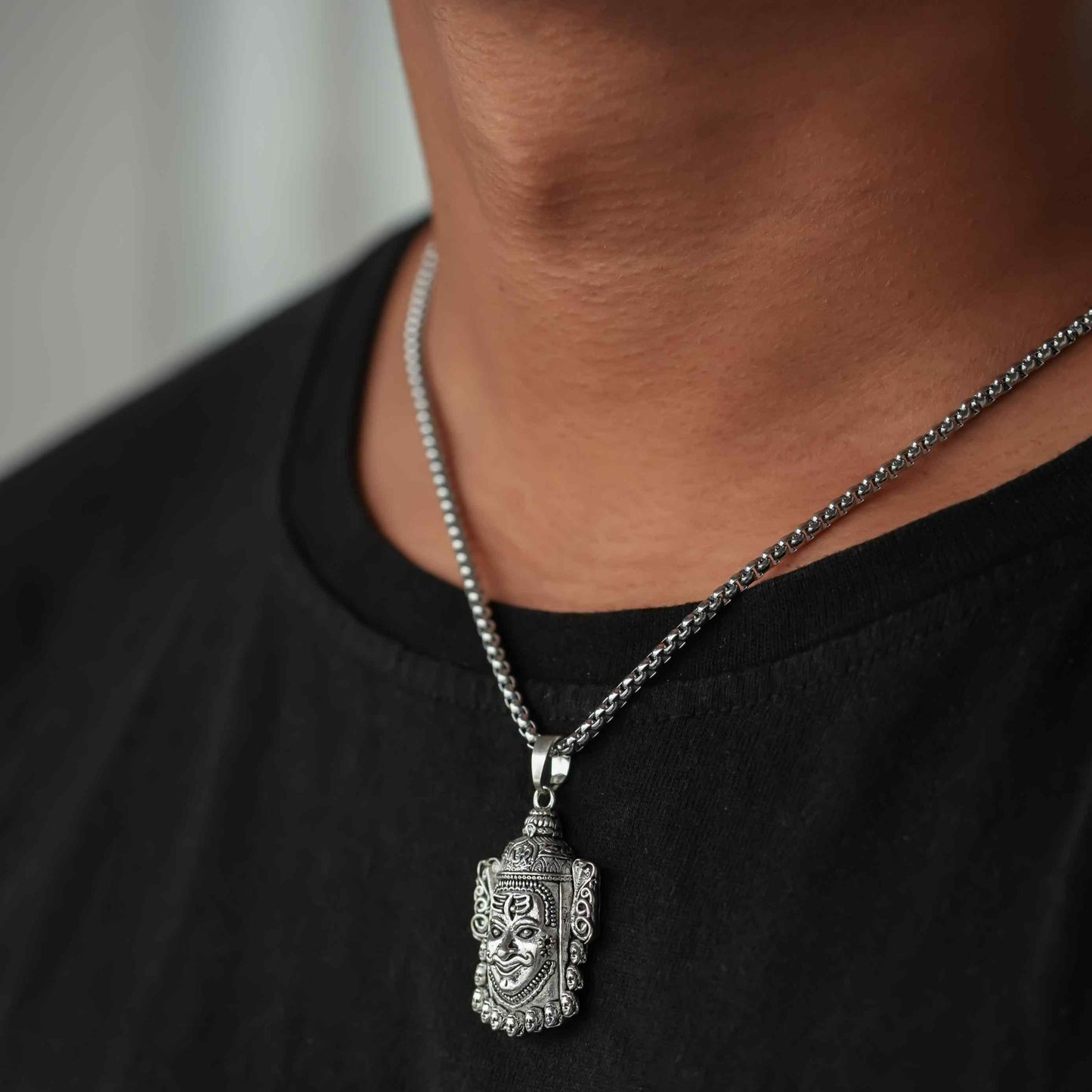 Silver Mahakal Pendant WIth Chain