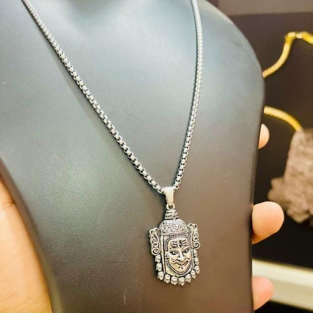 Silver Mahakal Pendant WIth Chain