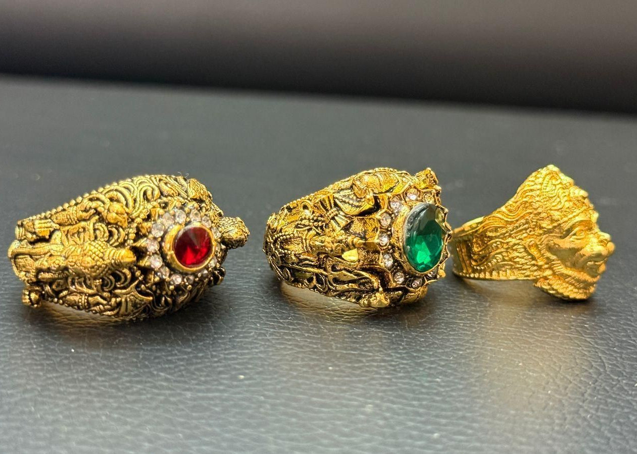 Religious Ring of Shivji Ganeshji & Hanumanji Combo of 3