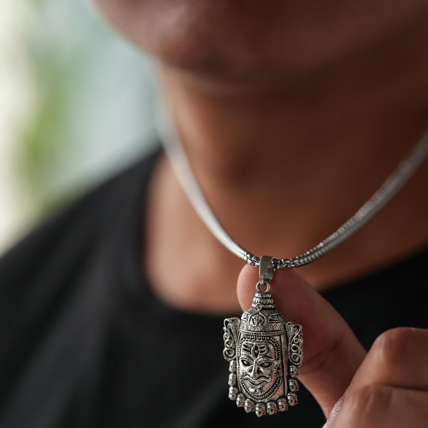Silver Mahakal Pendant WIth Chain