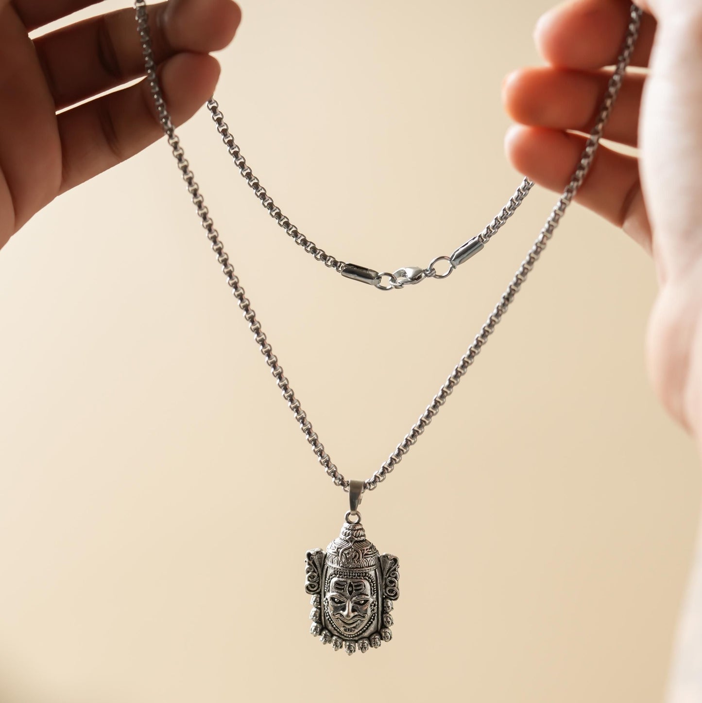 Silver Mahakal Pendant WIth Chain