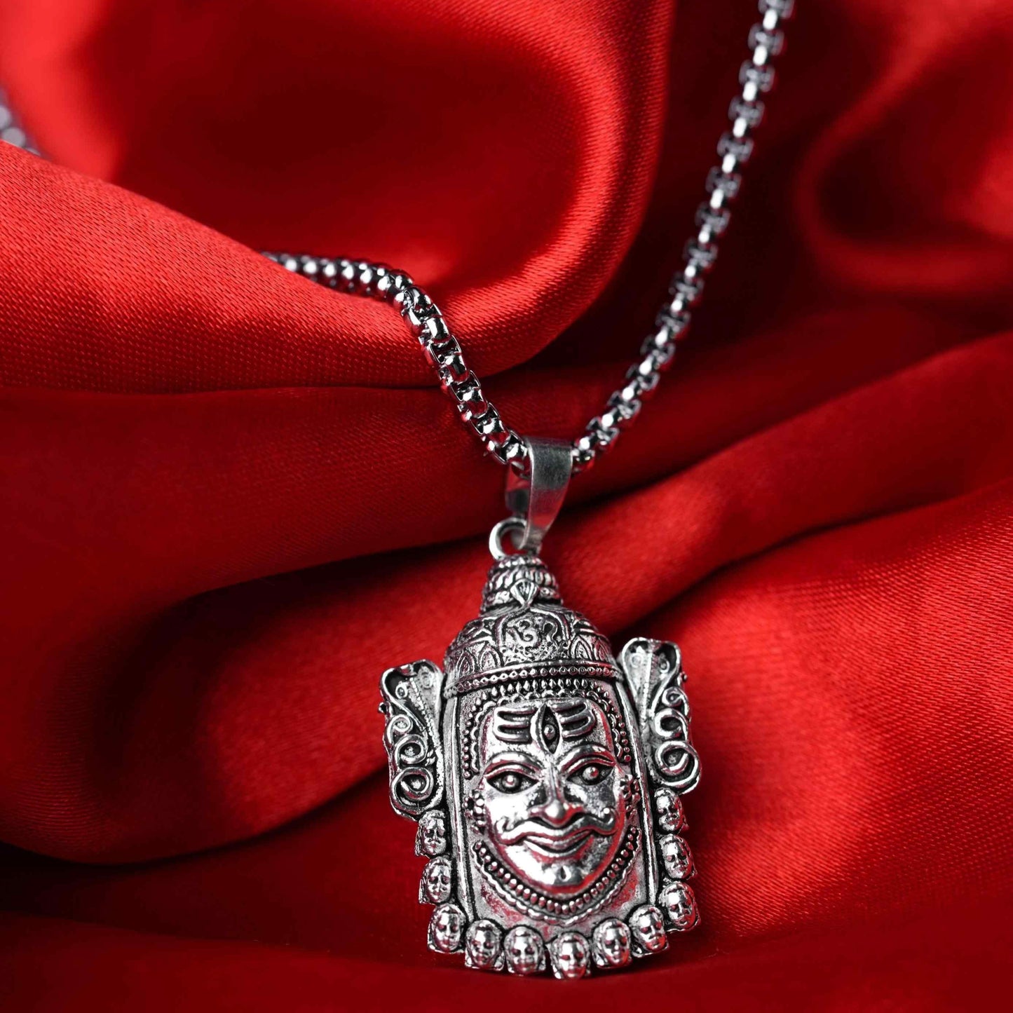 Silver Mahakal Pendant WIth Chain
